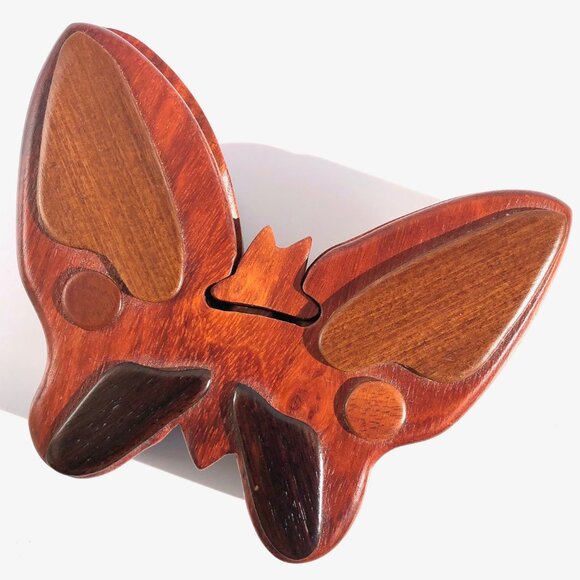 Butterfly Wood Puzzle Box Stash Box secret compartments Intarsia Jewelry Box - Picture 5 of 15